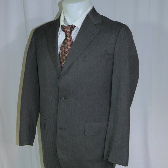 Brooks Brothers Makers Vintage Gray Herringbone Three Roll Two Suit 40R - Picture 7 of 15